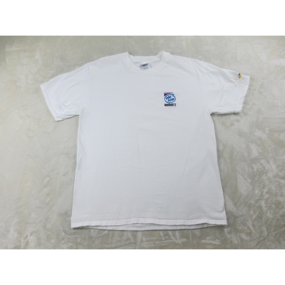 VINTAGE Intel Shirt Mens Large White Pentium Processor Dealer II Computer*‎